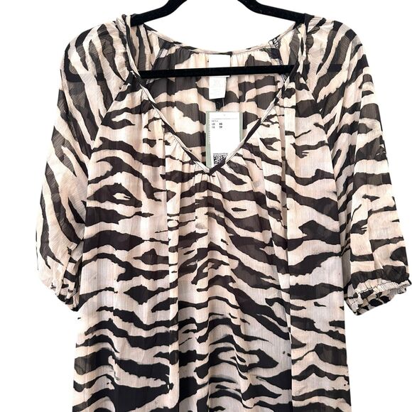 H&M Zebra Print Chiffon Midi Dress NWT XS - Picture 5 of 8